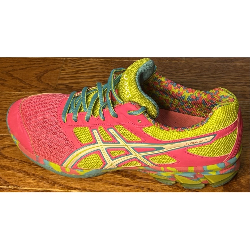 Asics Gel Frantic 7 Pink White Lime Woman's Size 8 Shoes Psychedelic Running - Picture 8 of 11